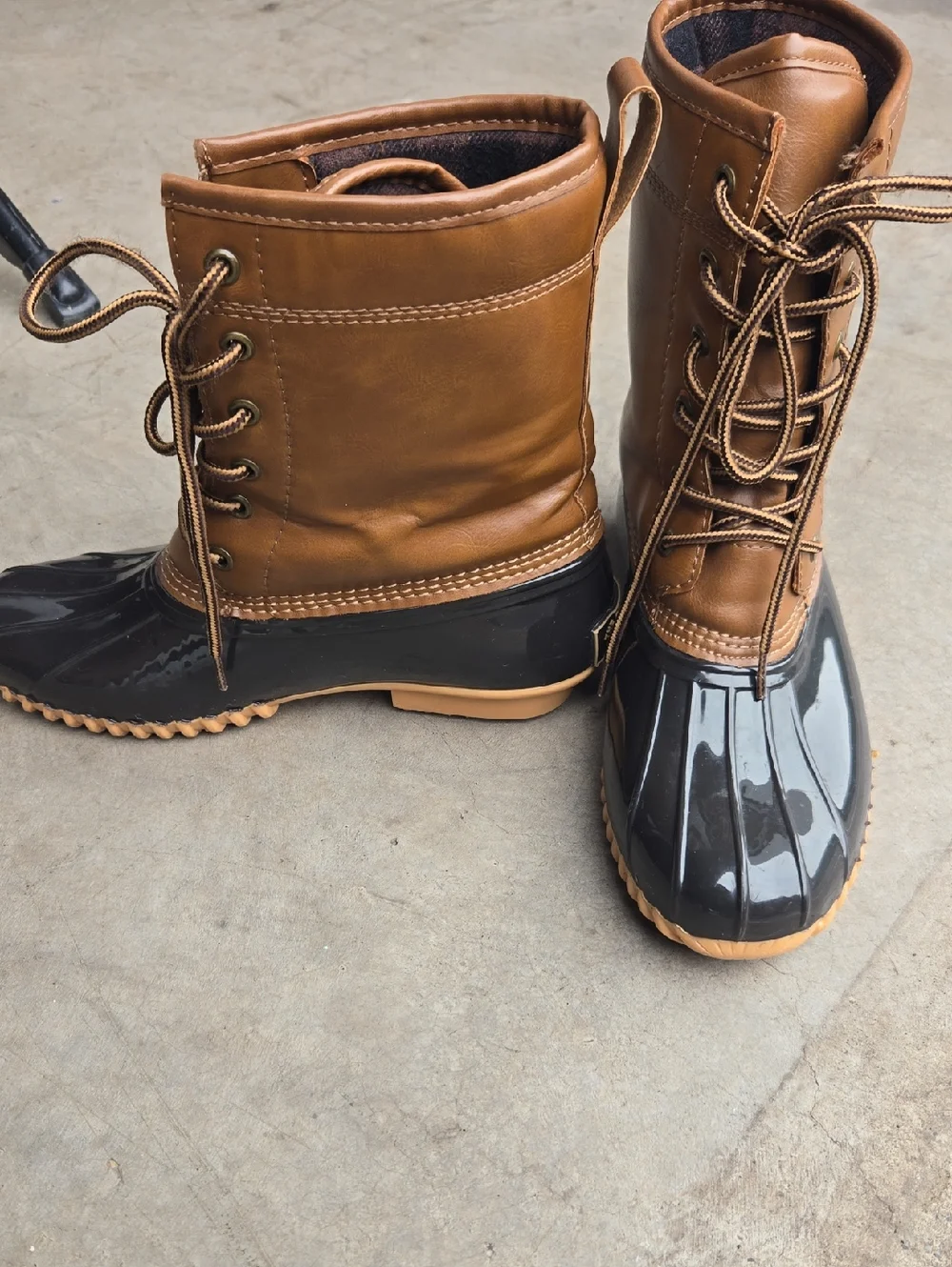 Sporto Original Duck Boots Ariel 8.5 Brown Faux Fur Rubber Like Quilted